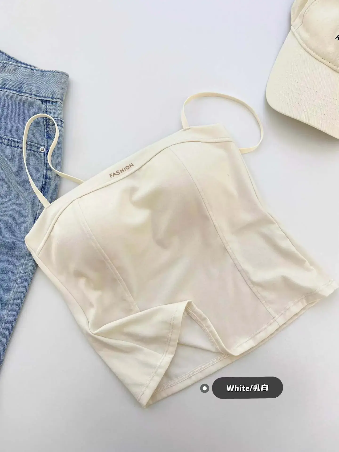 White Ultra-Thin Strapless Cotton Camisole Underwear - Image 2