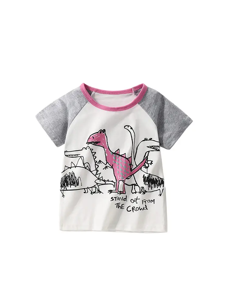 Malwee Boys Printed T-Shirt Pink Dinosaur Round Neck Summer - Image 6