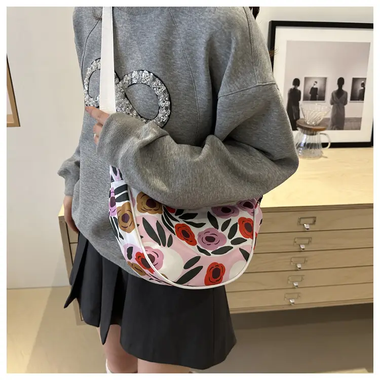 Women's Striped Shoulder Bag with Gold Stripes — feature 19