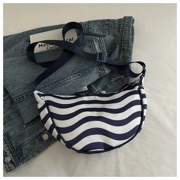 Women's Striped Shoulder Bag with Gold Stripes — feature 25