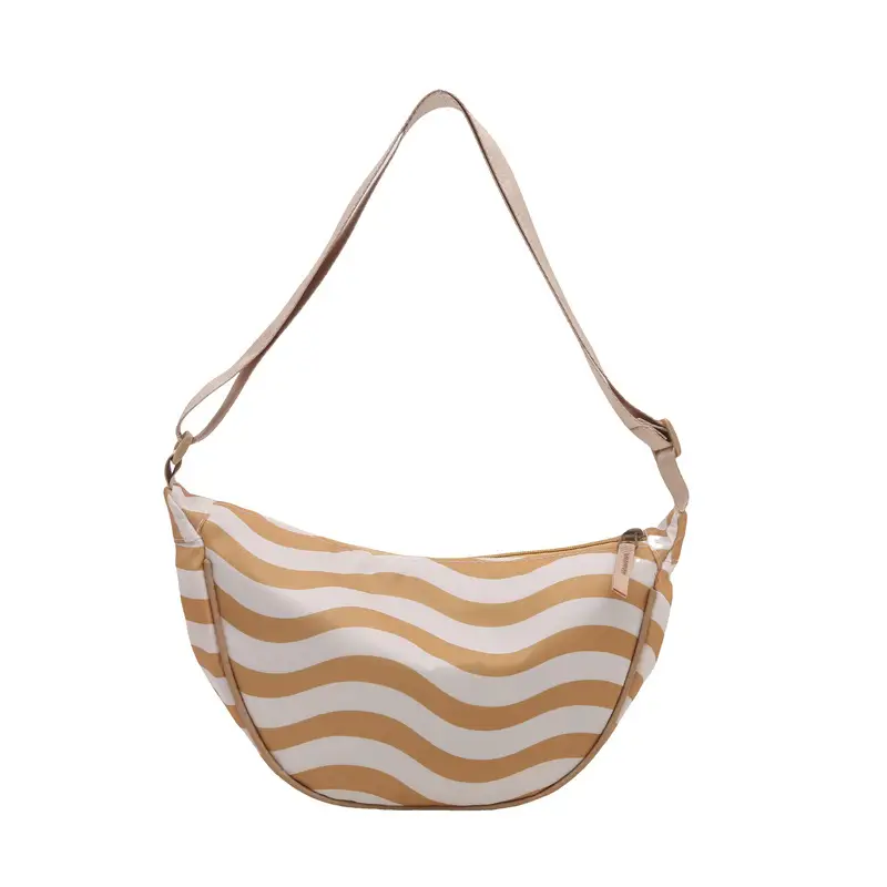 Women's Striped Shoulder Bag with Gold Stripes - Image 2