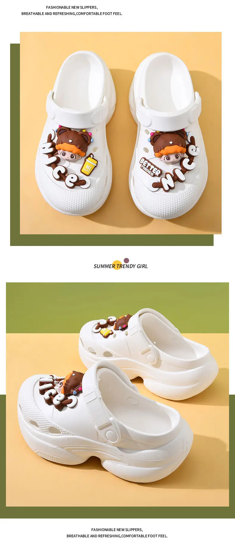 Thick-soled hole shoes women's summer high-rise non-slip breathable slippers for outdoor wear EVA wear-resistant non-smelly feet beach baotou mop — feature 13