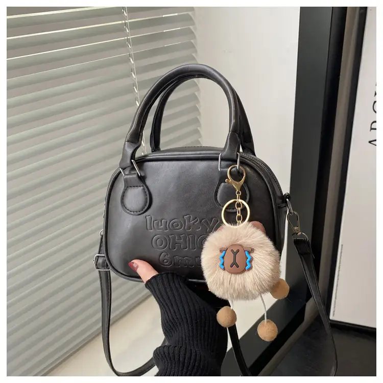 Women's 2025 Retro Shoulder Bag with Pom Pom Charm β feature 24