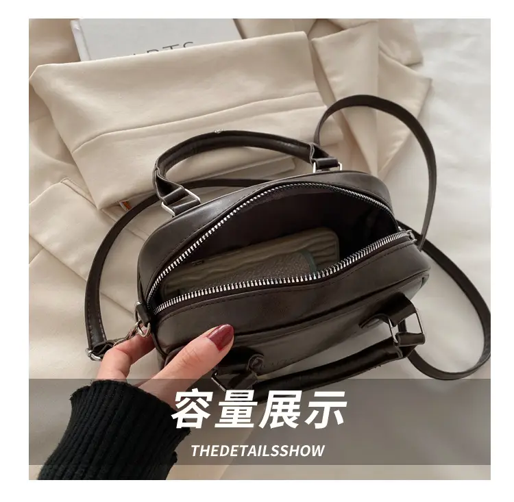 Women's 2025 Retro Shoulder Bag with Pom Pom Charm β feature 8