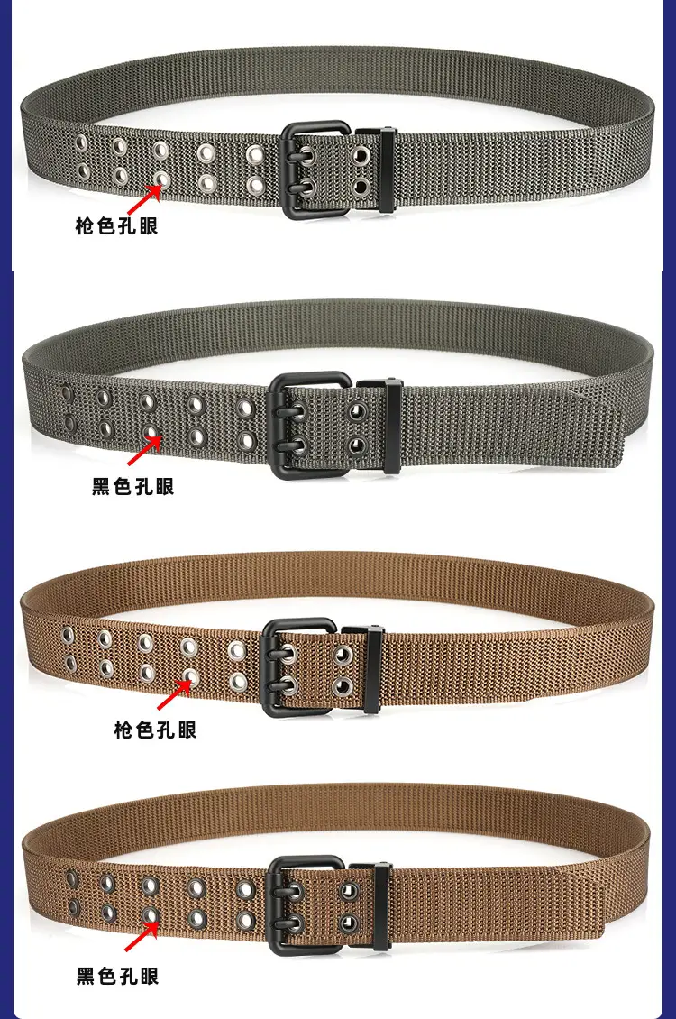 New Alloy Double Needle Belt Black Brown Unisex Casual — feature 20