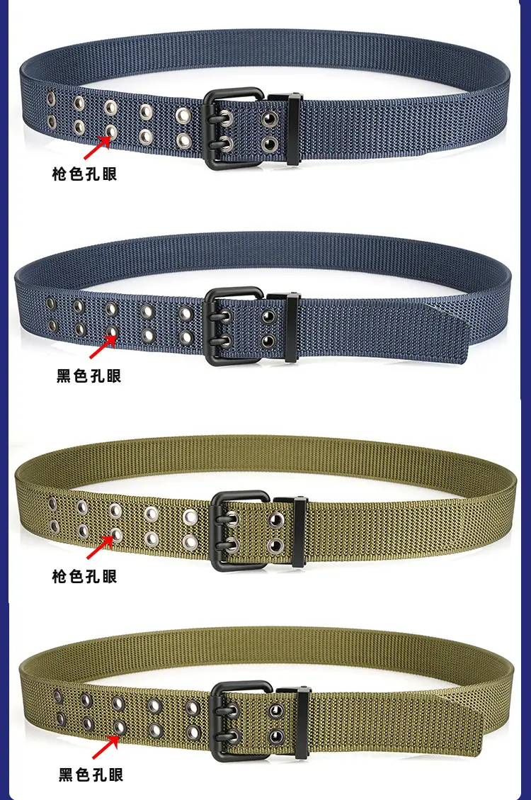 New Alloy Double Needle Belt Black Brown Unisex Casual — feature 21