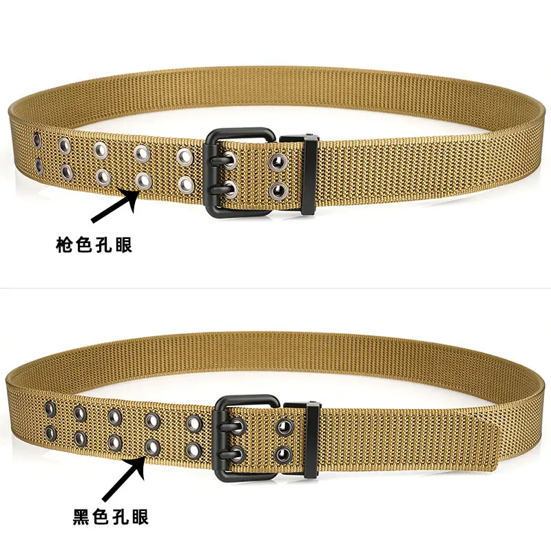 New Alloy Double Needle Belt Black Brown Unisex Casual - Image 2