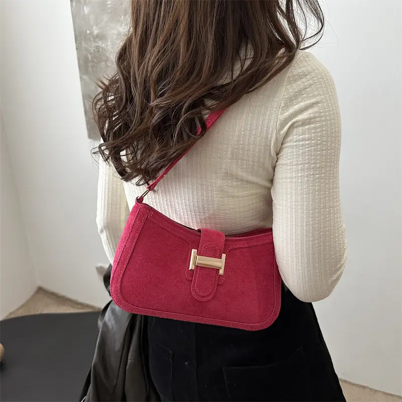 Brown Textured Retro Shoulder Bag for Women - Image 9