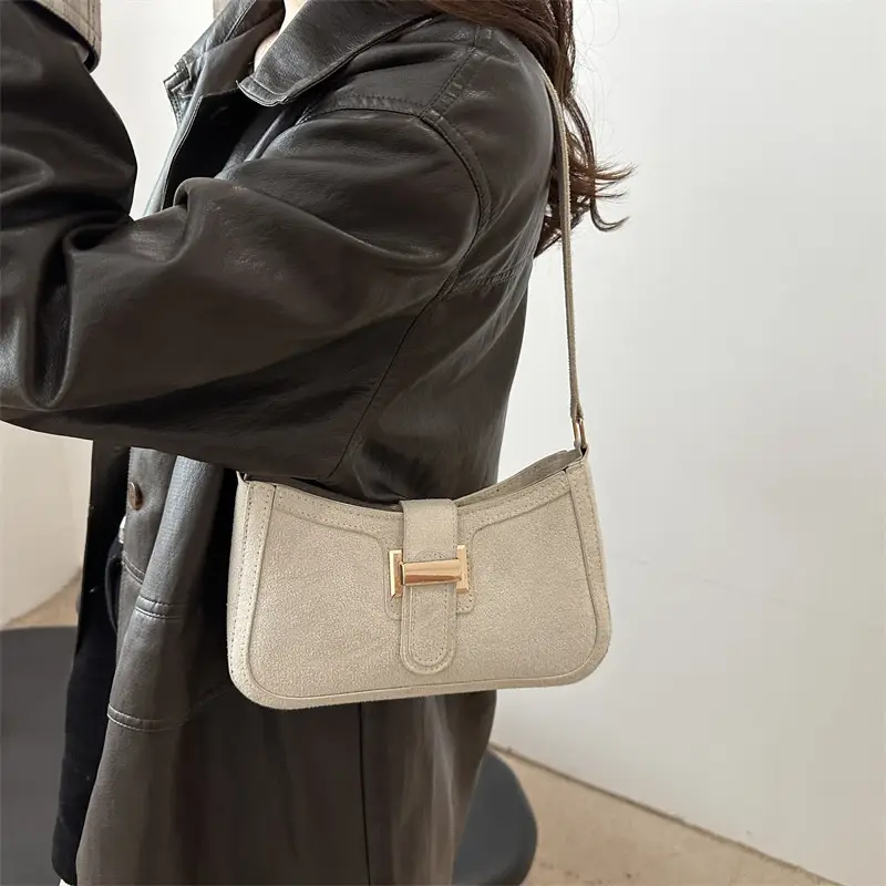 Brown Textured Retro Shoulder Bag for Women - Image 10