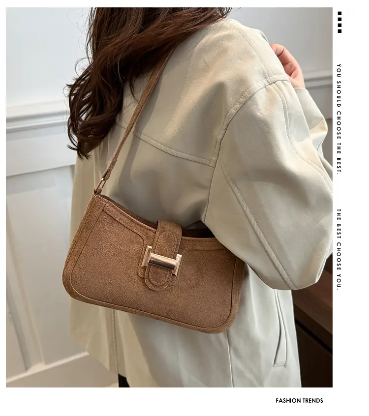 Brown Textured Retro Shoulder Bag for Women — feature 1