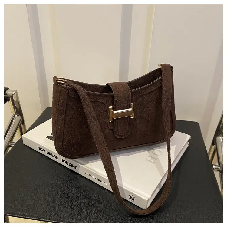 Brown Textured Retro Shoulder Bag for Women — feature 18
