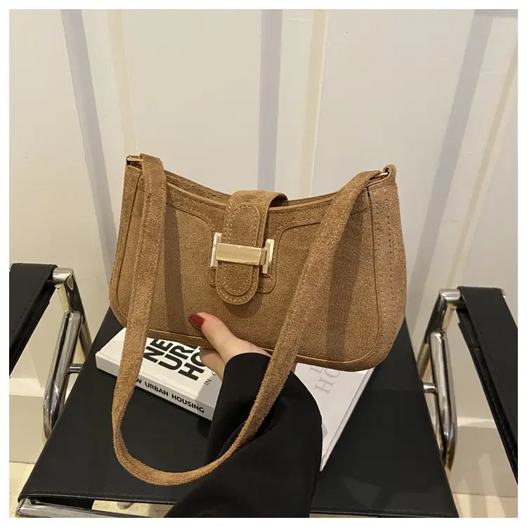 Brown Textured Retro Shoulder Bag for Women — feature 21