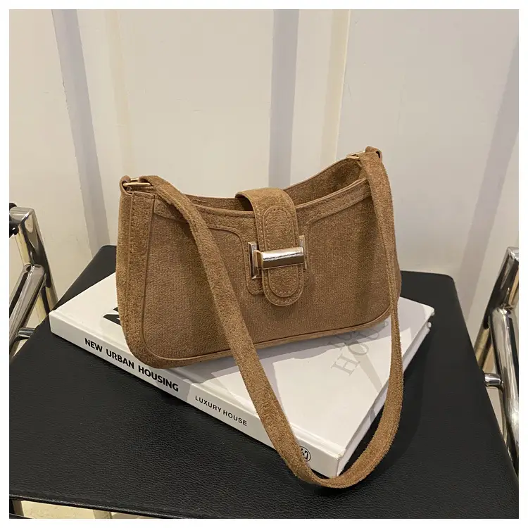 Brown Textured Retro Shoulder Bag for Women — feature 22