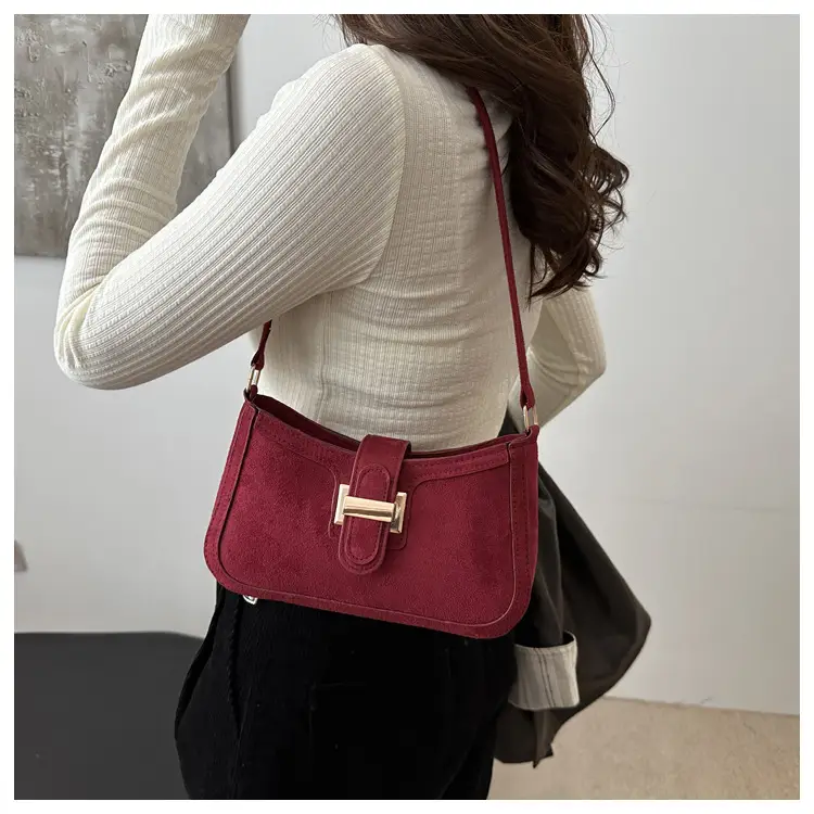 Brown Textured Retro Shoulder Bag for Women — feature 25