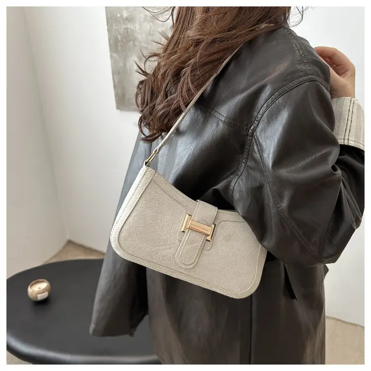 Brown Textured Retro Shoulder Bag for Women — feature 27