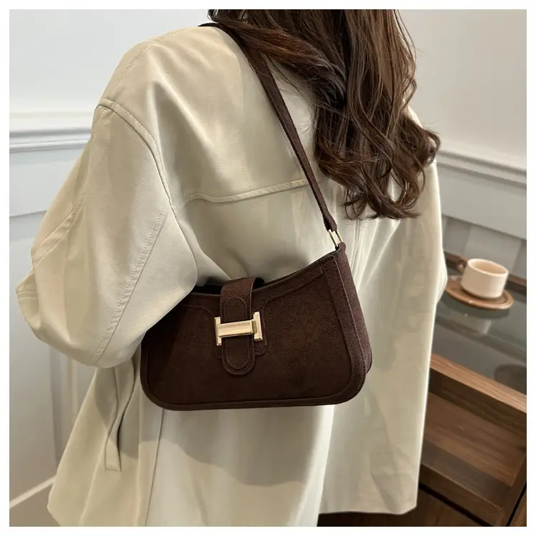 Brown Textured Retro Shoulder Bag for Women — feature 31