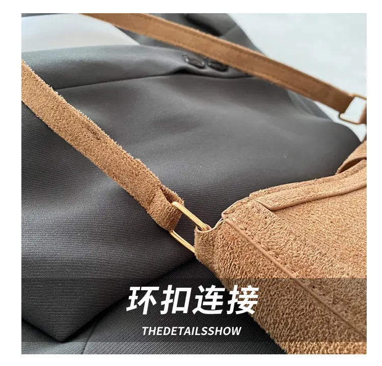 Brown Textured Retro Shoulder Bag for Women — feature 5