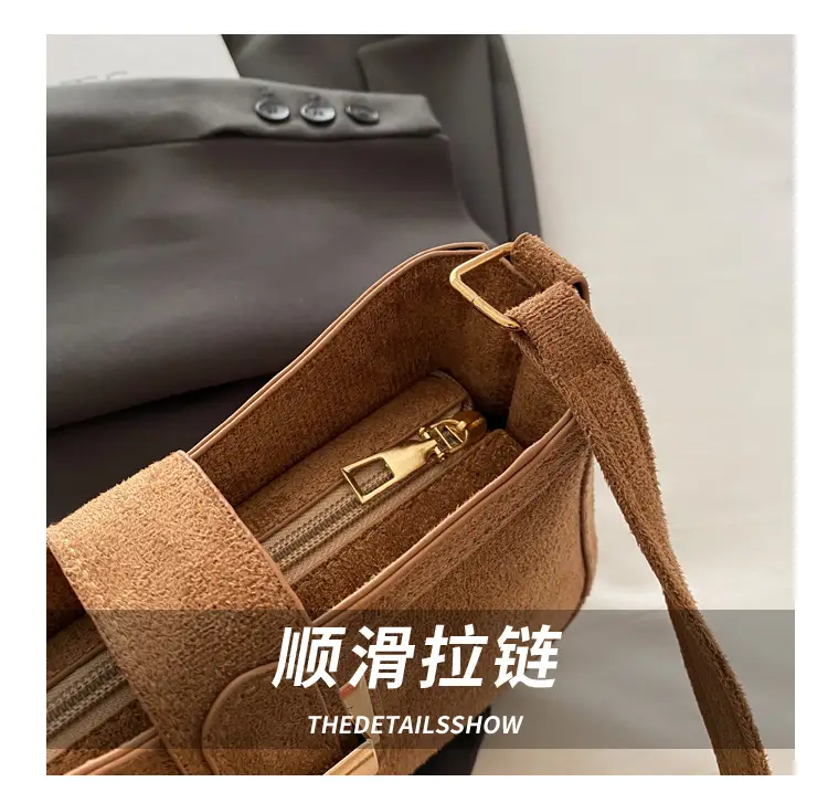 Brown Textured Retro Shoulder Bag for Women — feature 6