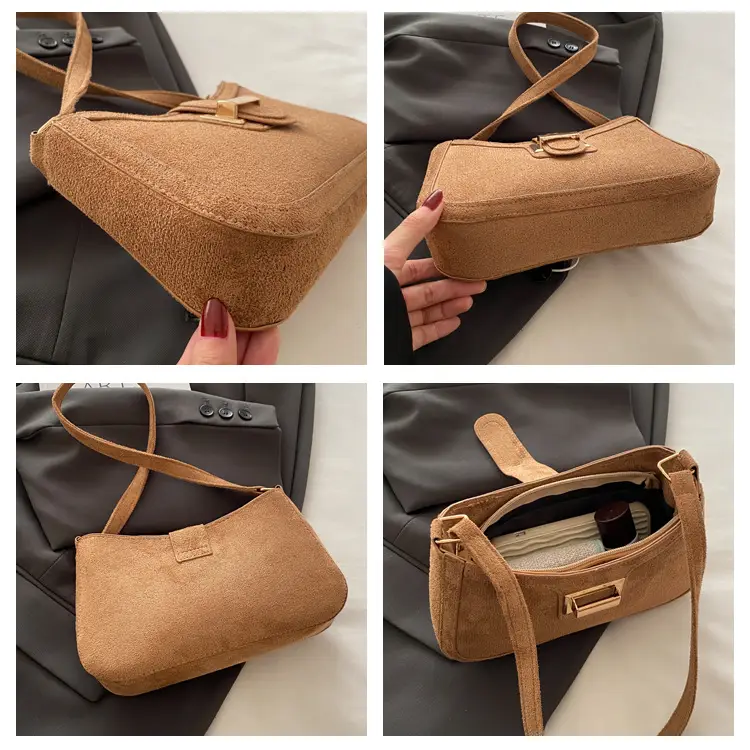Brown Textured Retro Shoulder Bag for Women — feature 8