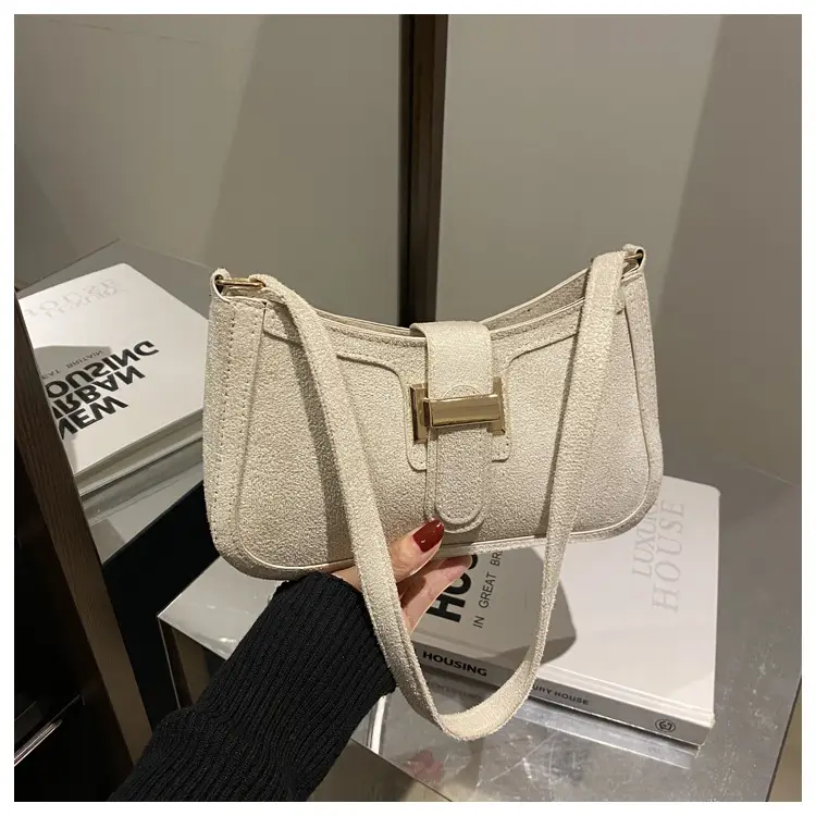 Brown Textured Retro Shoulder Bag for Women - Image 3
