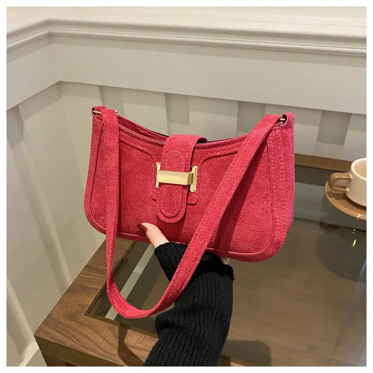 Brown Textured Retro Shoulder Bag for Women - Image 7