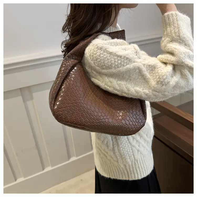 Brown Croc Texture Commuter Bag for Women — feature 14