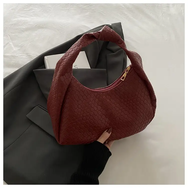 Brown Croc Texture Commuter Bag for Women — feature 19
