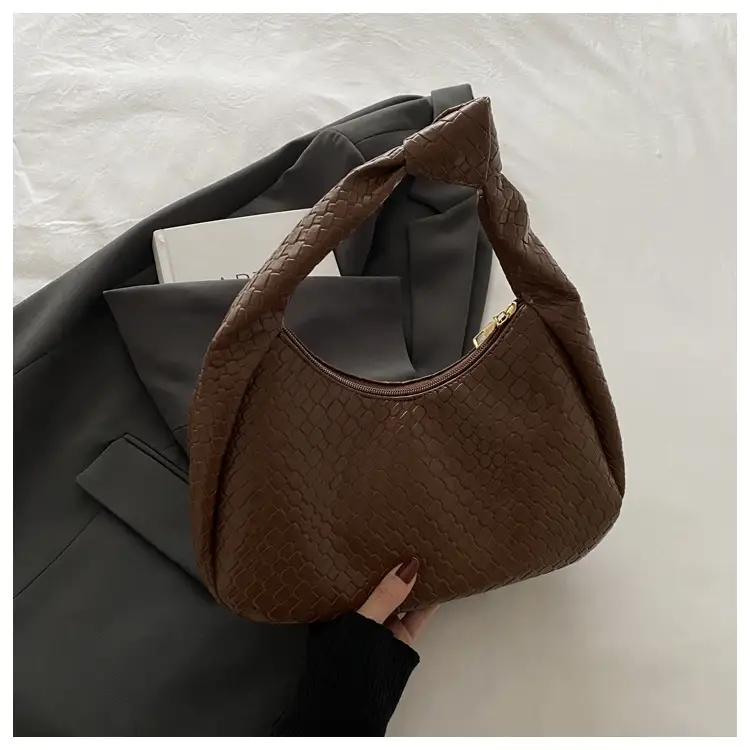 Brown Croc Texture Commuter Bag for Women — feature 21