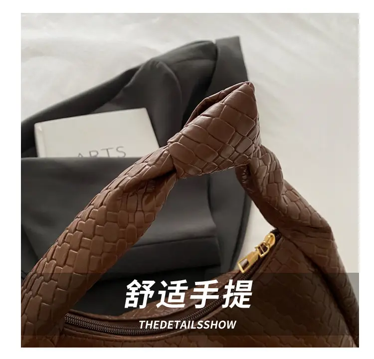 Brown Croc Texture Commuter Bag for Women — feature 4