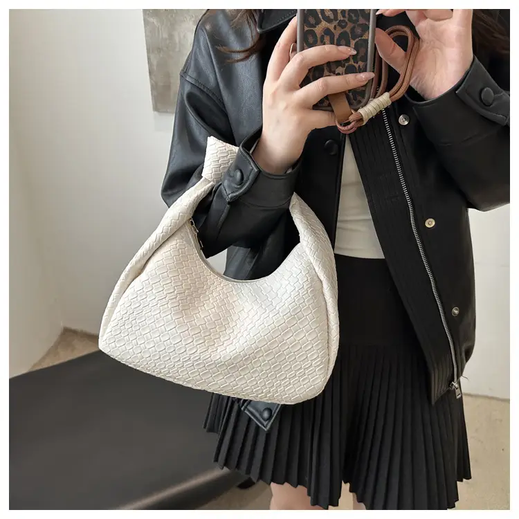Brown Croc Texture Commuter Bag for Women — feature 7