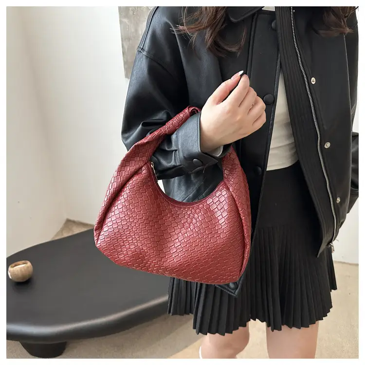 Brown Croc Texture Commuter Bag for Women — feature 9