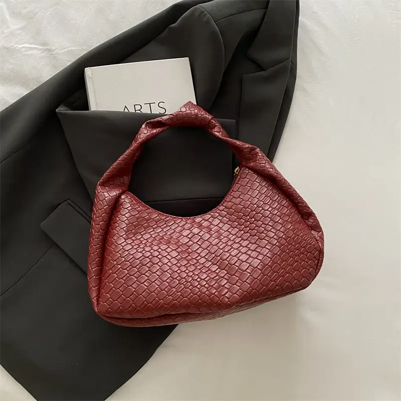 Brown Croc Texture Commuter Bag for Women - Image 3