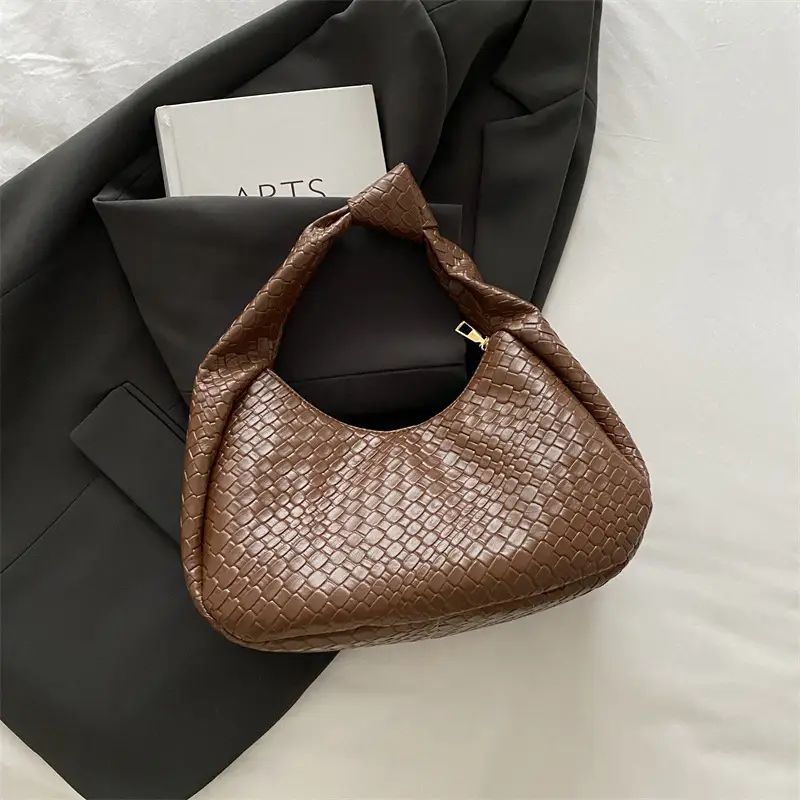 Brown Croc Texture Commuter Bag for Women - Image 4