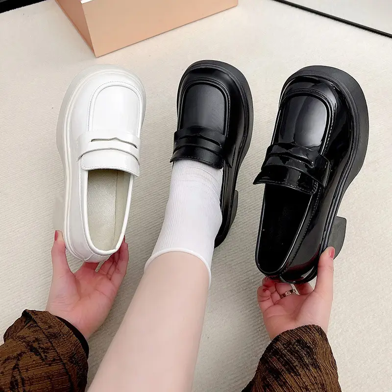 High Heel Loafers Women's New British Style Fashionable Thick Heel Thick Sole Non-slip Casual Black Small Leather Shoes Mary Jane Shoes - Image 5