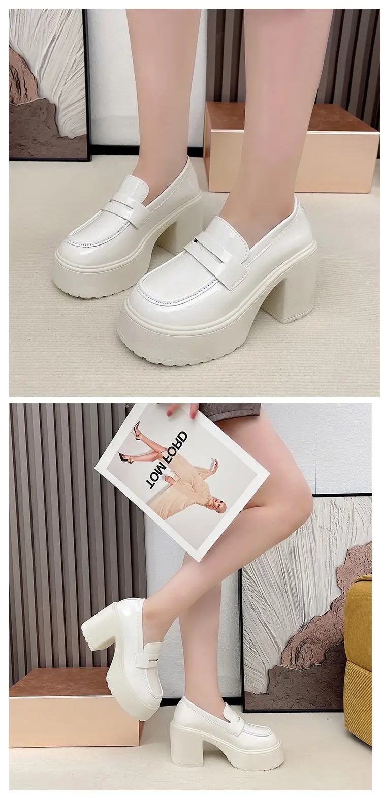 High Heel Loafers Women's New British Style Fashionable Thick Heel Thick Sole Non-slip Casual Black Small Leather Shoes Mary Jane Shoes — feature 15