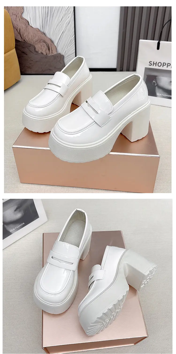 High Heel Loafers Women's New British Style Fashionable Thick Heel Thick Sole Non-slip Casual Black Small Leather Shoes Mary Jane Shoes — feature 16