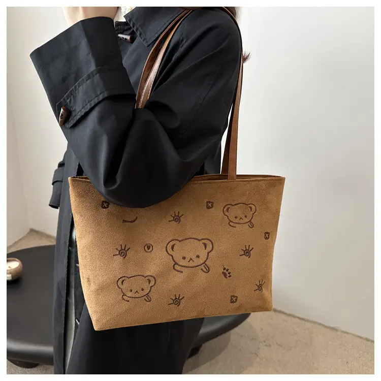 Japanese Embroidered Cartoon Bag for Women Large Capacity Black — feature 10