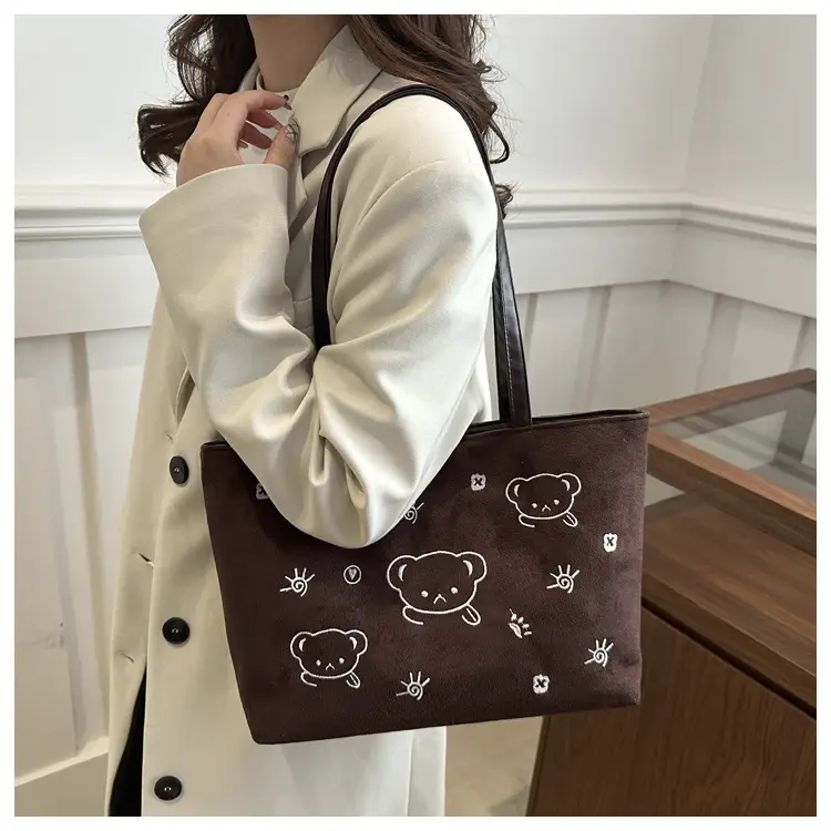 Japanese Embroidered Cartoon Bag for Women Large Capacity Black — feature 11