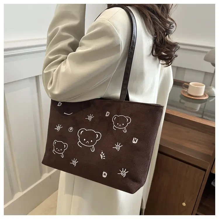 Japanese Embroidered Cartoon Bag for Women Large Capacity Black — feature 12