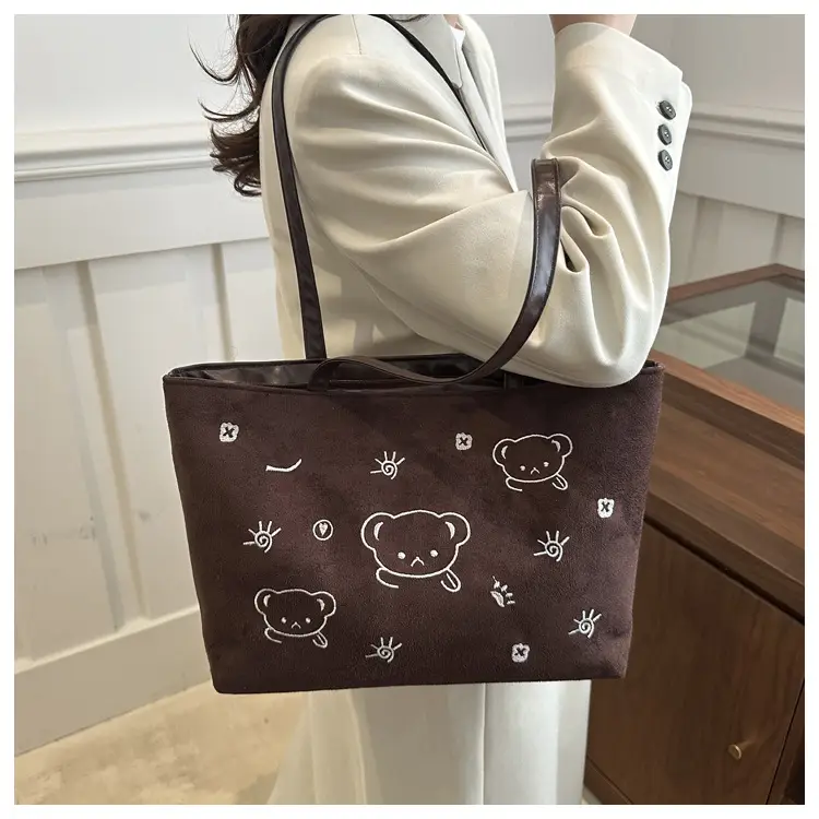 Japanese Embroidered Cartoon Bag for Women Large Capacity Black — feature 14