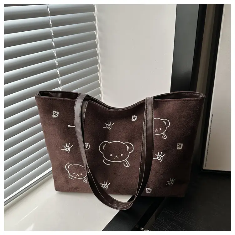 Japanese Embroidered Cartoon Bag for Women Large Capacity Black — feature 21