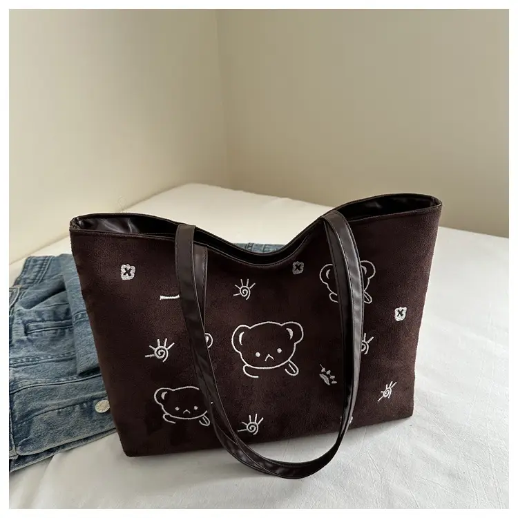 Japanese Embroidered Cartoon Bag for Women Large Capacity Black — feature 22