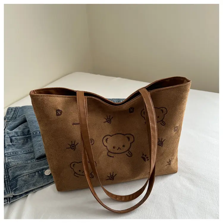 Japanese Embroidered Cartoon Bag for Women Large Capacity Black — feature 24