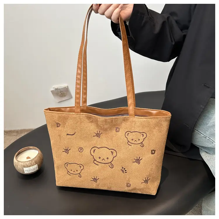 Japanese Embroidered Cartoon Bag for Women Large Capacity Black — feature 7