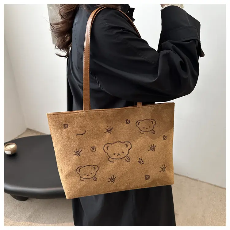 Japanese Embroidered Cartoon Bag for Women Large Capacity Black — feature 8