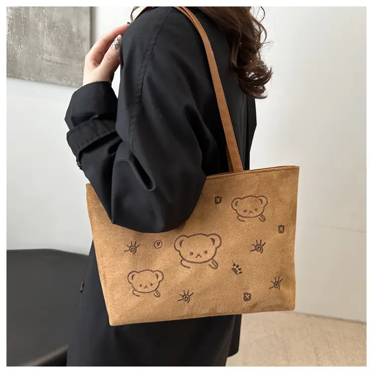 Japanese Embroidered Cartoon Bag for Women Large Capacity Black — feature 9