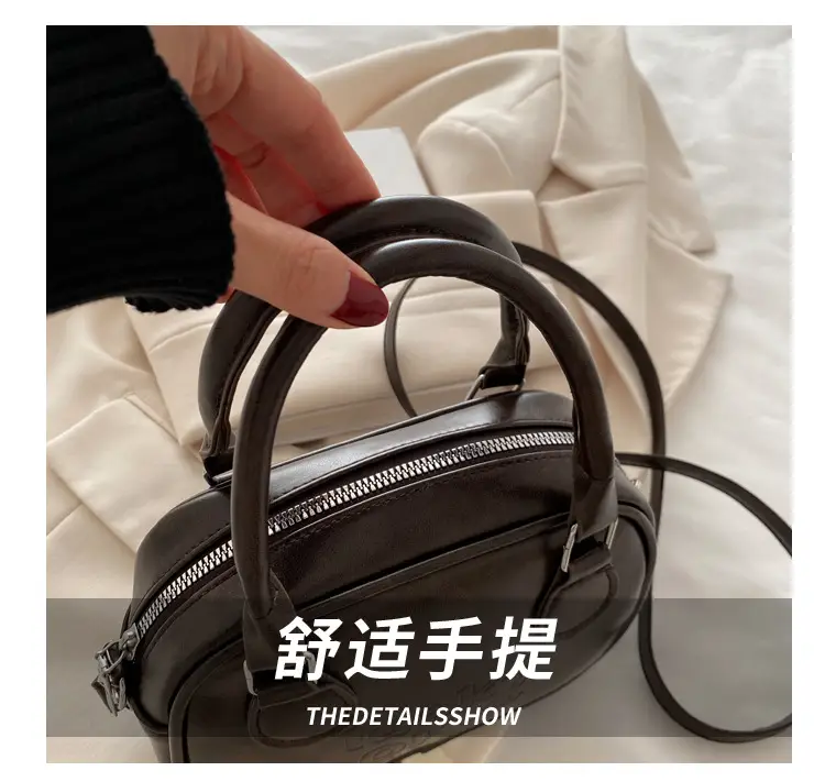 Women's Black Leather Commuter Bag with Detachable Strap — feature 4