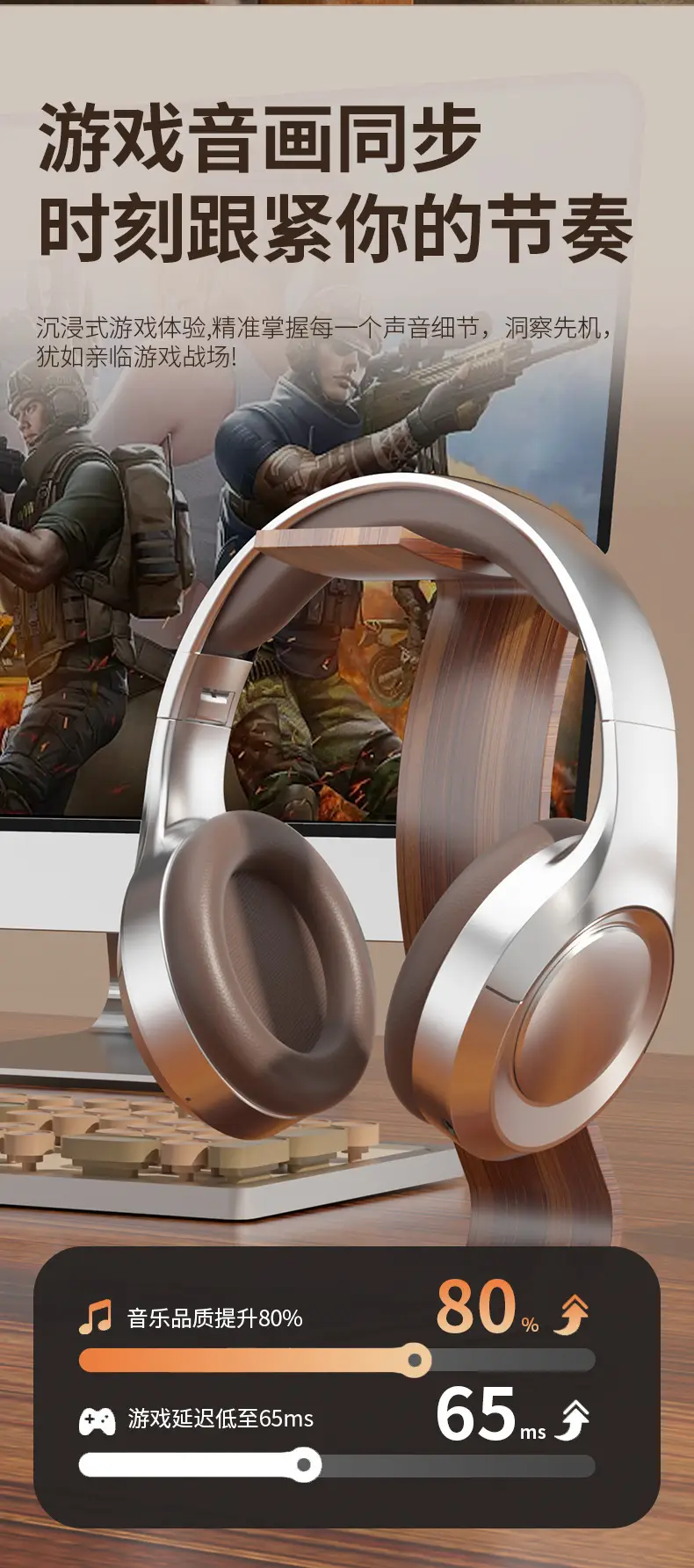 Private Retro Headset Wireless Bluetooth Low Latency Noise Reduction — feature 13