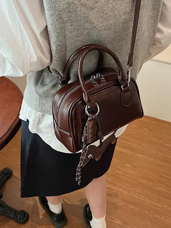 Women's Cross-Border Shoulder Bag Brown Leather 2026 Winter New Style - Image 6