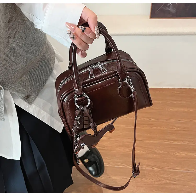 Women's Cross-Border Shoulder Bag Brown Leather 2026 Winter New Style — feature 19